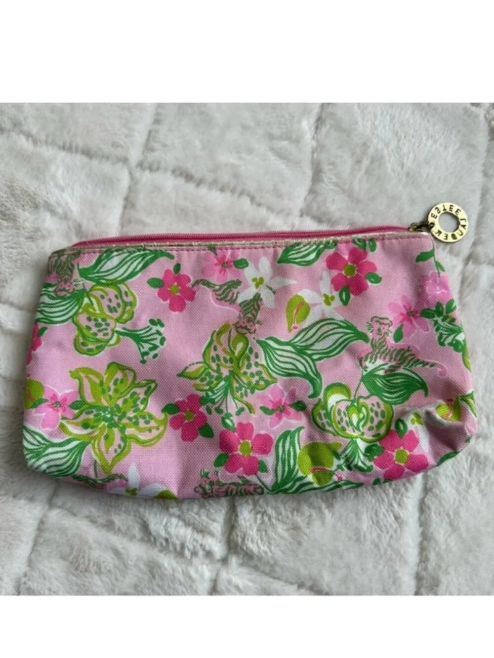 Lilly Pulitzer X Estee Lauder | FLAWED Pink Tiger Floral Cosmetic Case